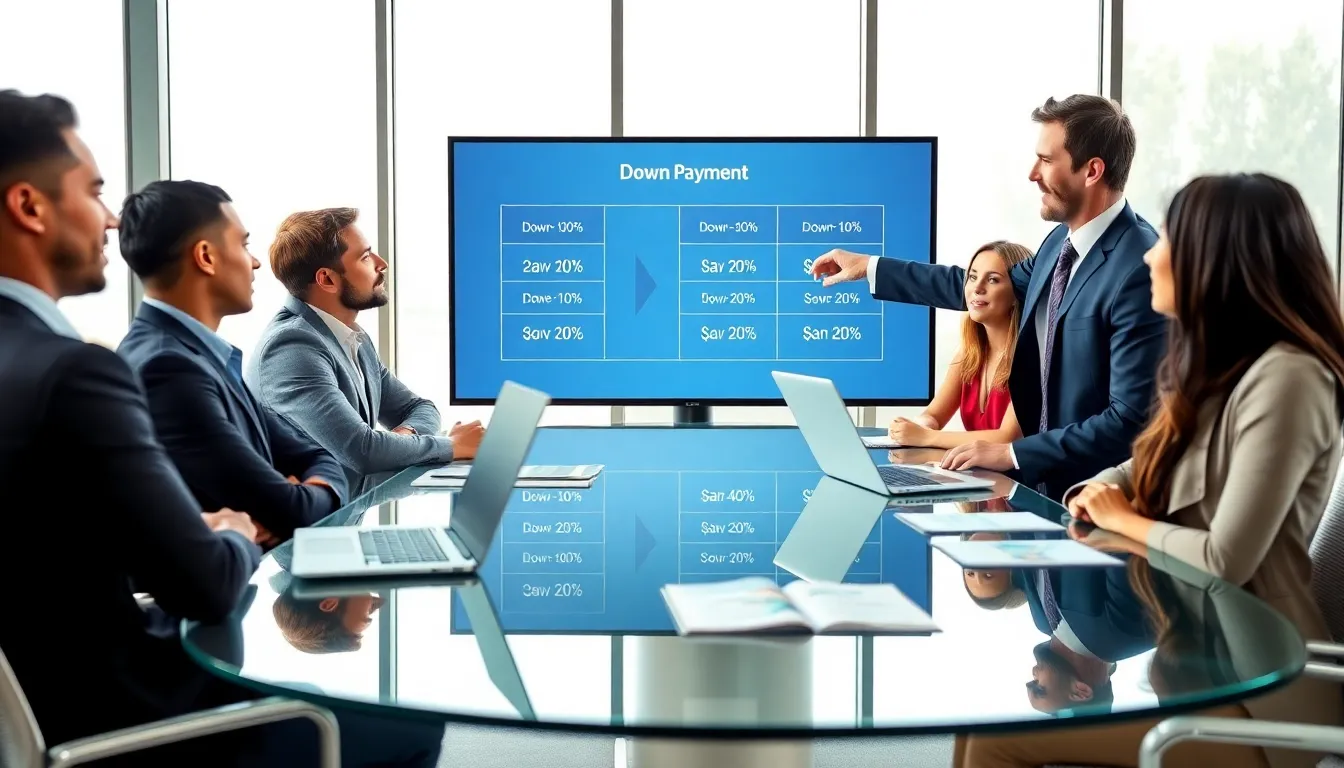 financial advisor explaining car down payment options to diverse clients.